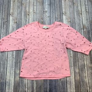 Loft pink eyelet top